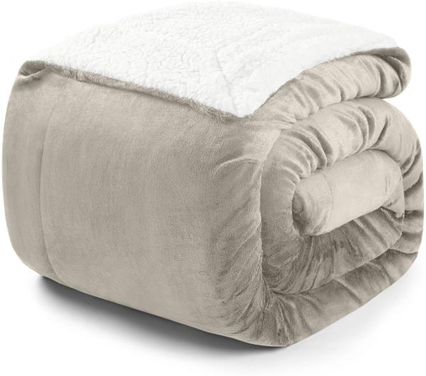 Blumtal Premium Sherpa Kuscheldecke flauschig - Wohndecke Kuscheldecke 130x150 cm - OEKO-TEX zertifizierte Fleecedecke 130x150 cm - Wohn- & Kuscheldecke - Wohndecke 130x150 cm flauschig - Sand - Beige