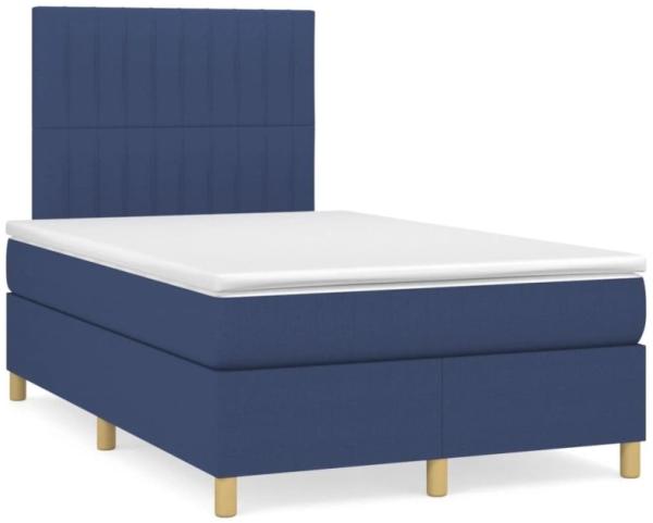 Boxspringbett mit Matratze Blau 120x190 cm Stoff (Farbe: Blau)