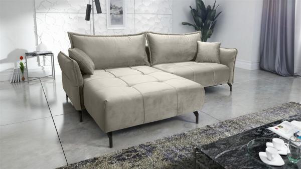 Ecksofa Schlafsofa Sofa VICTORIA Stoff Element Hellbeige Ottomane Links