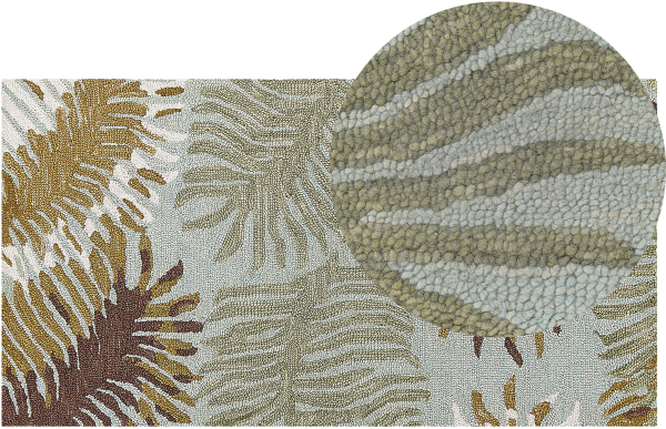 Teppich Wolle mehrfarbig 80 x 150 cm Palmenmuster Kurzflor VIZE