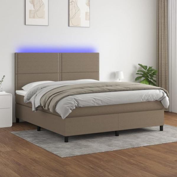 Boxspringbett mit Matratze & LED Taupe 180x200 cm Stoff (Farbe: Taupe)