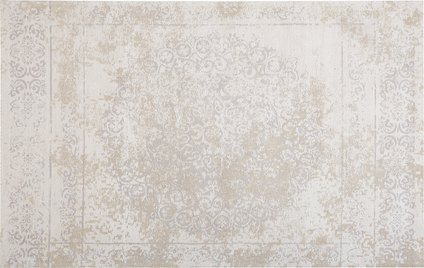 Teppich Baumwolle beige 140 x 200 cm orientalisches Muster Kurzflor BEYKOZ