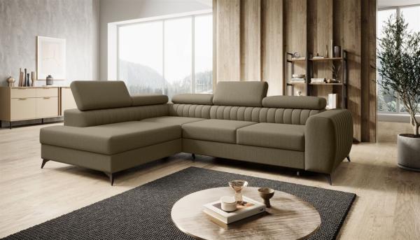 Ecksofa Schlafsofa Sofa FARGO in Stoff Vogue Olivgrün Ottomane Links