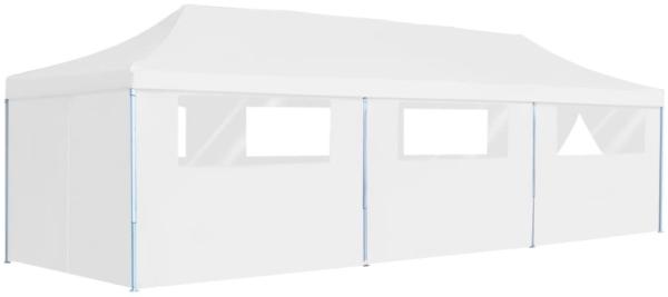 Pop-Up Partyzelt Faltbar mit 8 Seitenwänden 3x9 m Weiß