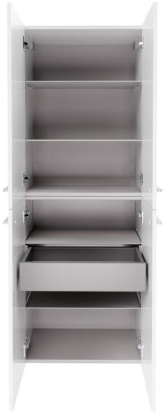 Fackelmann VERONA Doppel Hochschrank mit Schublade 60 cm, Weiß Hochglanz