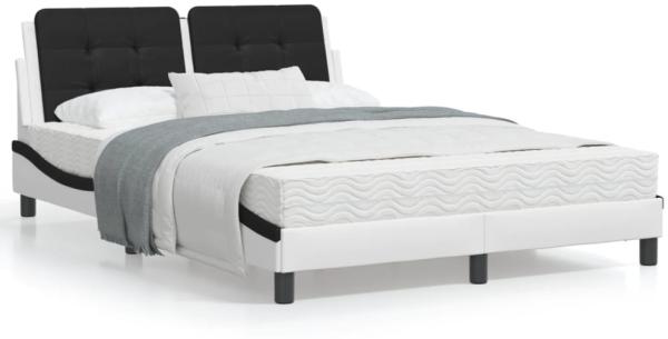 vidaXL Bett mit Matratze Weiß und Schwarz 140x200 cm Kunstleder