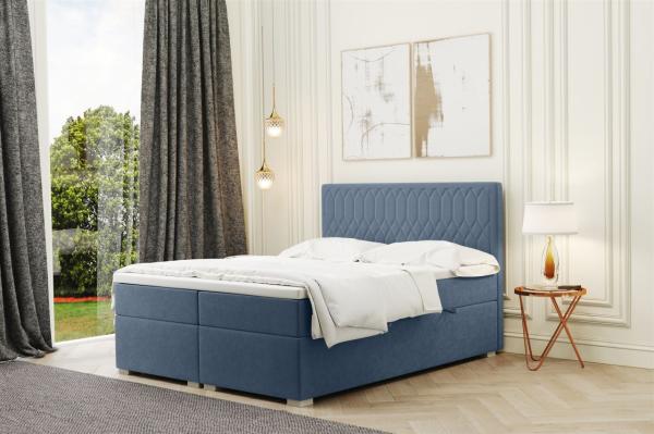 Boxspringbett Schlafzimmerbett DUSTY 180x200cm in Stoff Riviera Blau