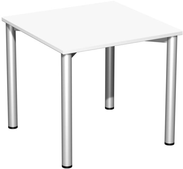 Schreibtisch, 80x80cm, Weiß / Silber