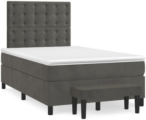 vidaXL Boxspringbett mit Matratze Dunkelgrün 120x190 cm Samt