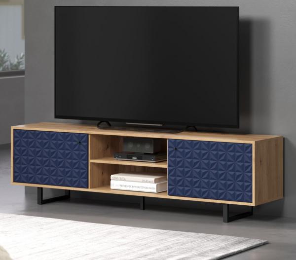 TV-Lowboard Sentra in blau und Eiche Artisan 184 cm