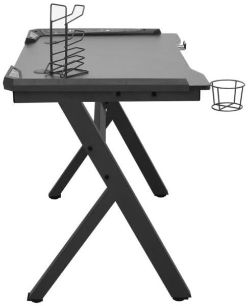 vidaXL Gaming-Schreibtisch mit LED und Y-Gestell Schwarz 90x60x75 cm