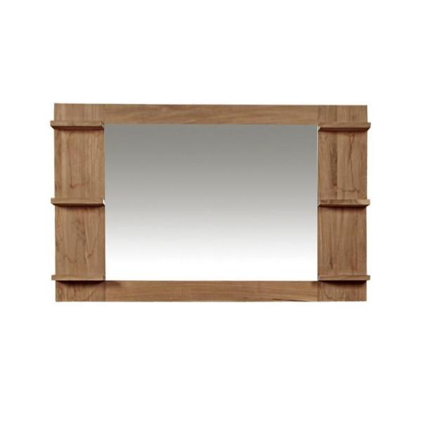 Spiegel Amal mit Rahmen & Ablage aus Teakholz - Breite vom Spiegel: 90 cm