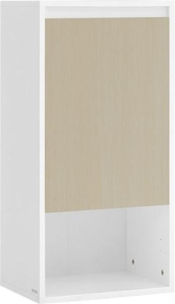 VASAGLE Badezimmerschrank, Badschrank hängend, Tür mit verstellbarer Öffnungsrichtung, verstellbare Ablage, 30 x 40 x 80 cm, wolkenweiß-naturbeige BBK742N01