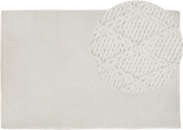 Teppich Wolle cremeweiß 160 x 230 cm Kurzflor ERZIN