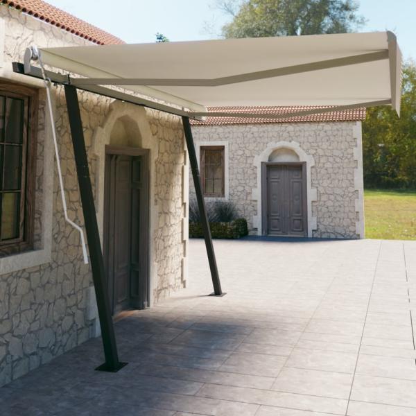 vidaXL Markise Manuell Einziehbar mit Pfosten 4,5x3 m Creme