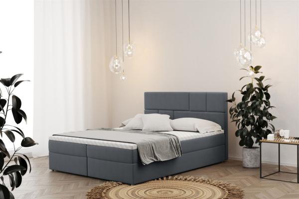 Boxspringbett Schlafzimmerbett CALVIN 160x200cm in Stoff Matt Velvet Grau