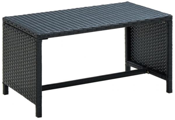 Couchtisch Schwarz 70×40×38 cm Poly Rattan (Farbe: Schwarz)