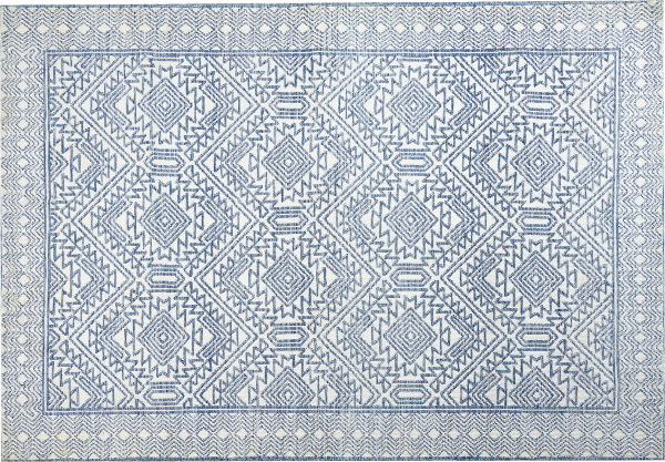 Teppich blau weiß 160 x 230 cm geometrisches Muster KAWAS