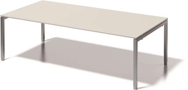 Cito Chefarbeitsplatz/Konferenztisch, 650-850 mm höheneinstellbares U-Gestell, H 19 x B 2400 x T 1200 mm, Dekor grauweiß, Gestell silber