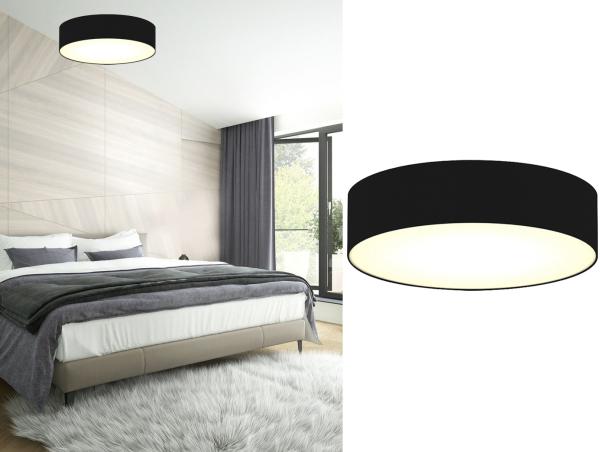 Deckenleuchte mit LED, Stoff schwarz/Abdeckung satiniert, Ø 40cm, CEILING DREAM