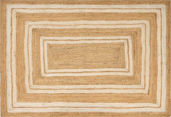 Teppich Jute beige 160 x 230 cm geometrisches Muster Kurzflor ELMALI