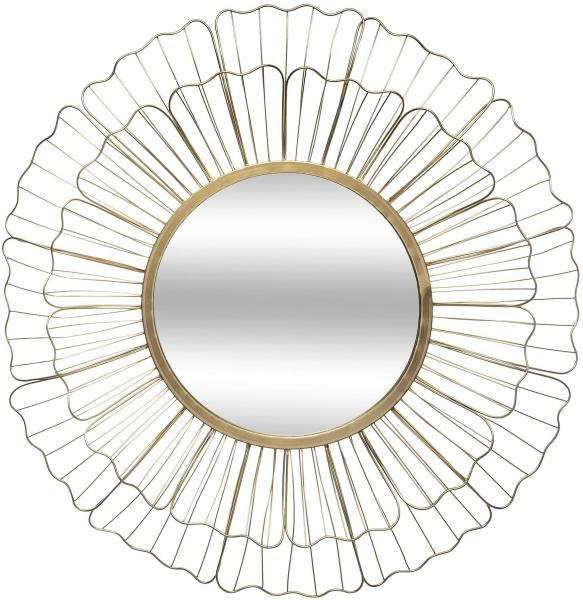 Spiegel im goldenen Rahmen FLEUR, Metall, Ø 67 cm