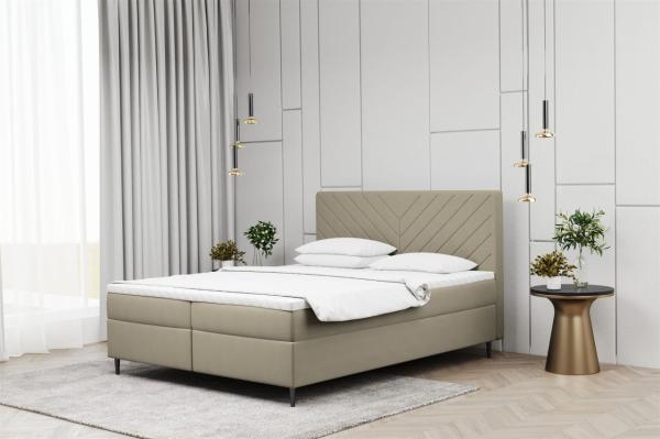 Boxspringbett Schlafzimmerbett BONITA 160x200cm in Stoff Matt Velvet Beige