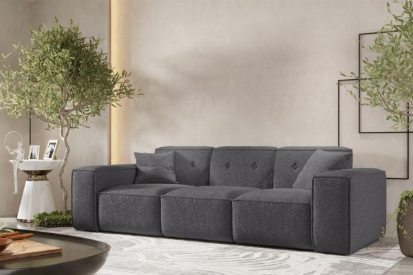 Sofa Designersofa CESINA 3-Sitzer in Stoff Ascot Bukla Grafit