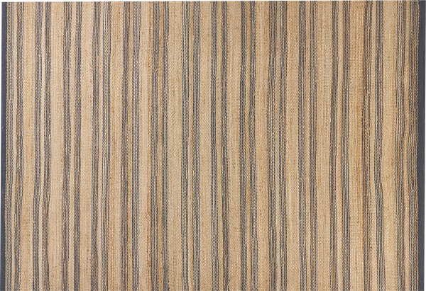 Teppich Jute beige grau 160 x 230 cm Streifenmuster Kurzflor zweiseitig BUDHO