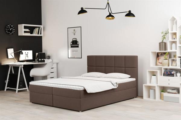 Boxspringbett Schlafzimmerbett FRASCO 180x220cm in Stoff Soro Braun