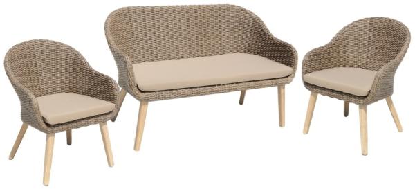 Sofa & Stuhl Set Pueblo aus Kunststoffgeflecht / Akazie