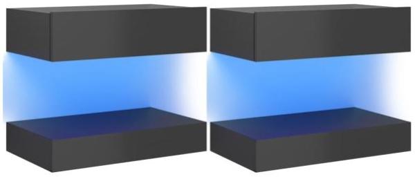 vidaXL TV-Schränke mit LED-Leuchten 2 Stk. Hochglanz-Grau 60x35 cm