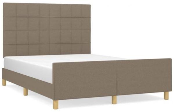 Bettgestell mit Kopfteil Taupe 140x190 cm Stoff