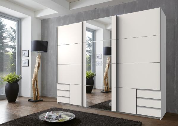 Schwebetürenschrank >Eugenio< in Weiß - 270x210x65cm (BxHxT)