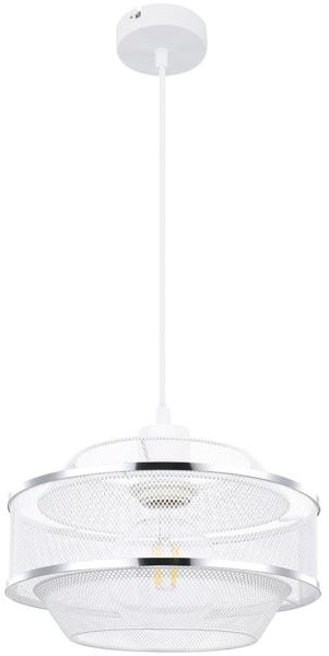 RGB LED Hängelampe, Gitter-Design, weiß, Chrom-Ring, 25 cm