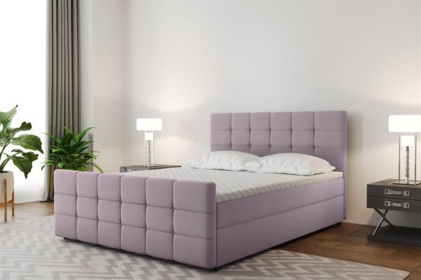 Boxspringbett Schlafzimmerbett SENON 200x200cm Stoff Rose inkl. Bettkasten