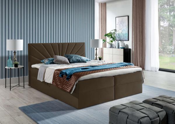 Stylefy 'Zenturio' Boxspringbett, Kunstleder Madryt Dunkelbraun 180 x 200 cm