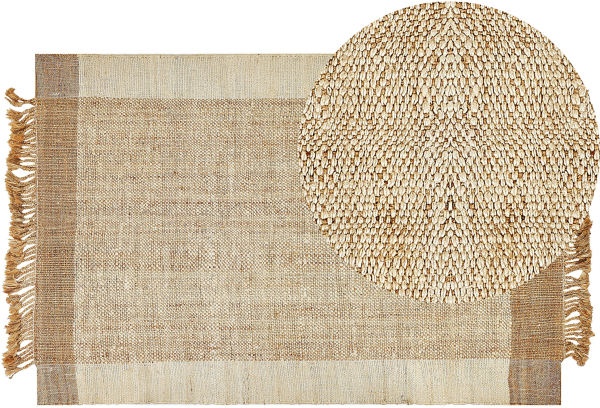 Teppich Jute sandbeige 200 x 300 cm geometrisches Muster Kurzflor DEDEMLI