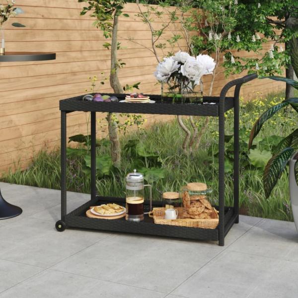 vidaXL Barwagen Schwarz 100x45x83 cm Poly Rattan