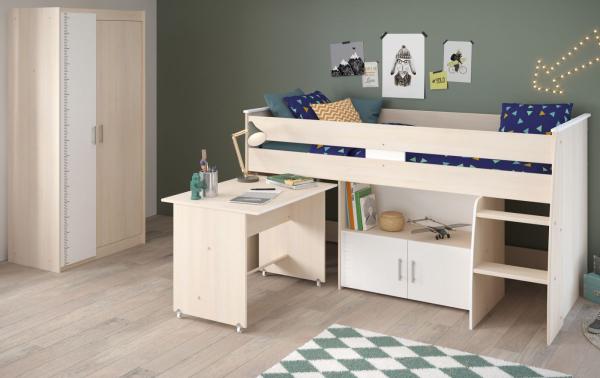 Jugendzimmer Parisot Charly 5 Kinderzimmer Set Komplett Möbel Modernes Design Bett + Schreibtisch + Kleiderschrank