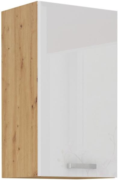 Hängeschrank 45 cm Eiche Artisan + Weiß Hochglanz Küchenzeile Küchenblock Küche