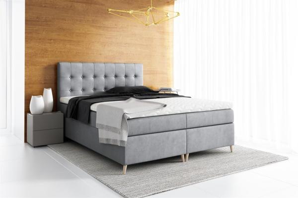 Boxspringbett Schlafzimmerbett GABIN 160x200cm Stoff Jasmine Grau