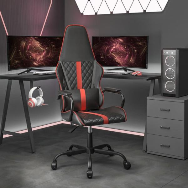 Gaming-Stuhl mit Massagefunktion Rot und Schwarz Kunstleder (Farbe: Rot)