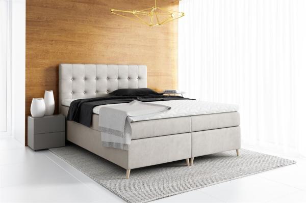 Boxspringbett Schlafzimmerbett GABIN 180x200cm Stoff Jasmine Beige