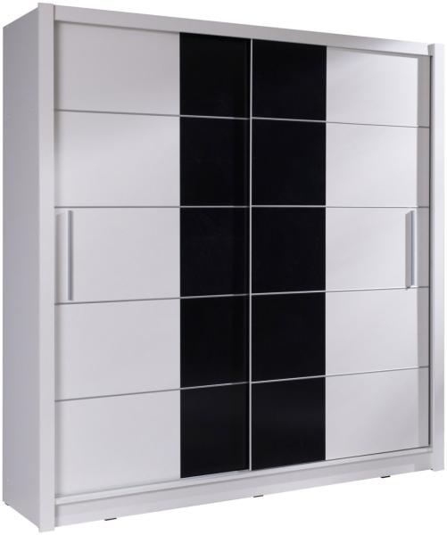 Schiebetürenschrank Bari Kleiderschrank 2050x62x215cm weiß schwarz