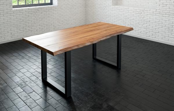 Esstisch Baumkante massiv Akazie natur 160 x 85 schwarz LIAM 68914828