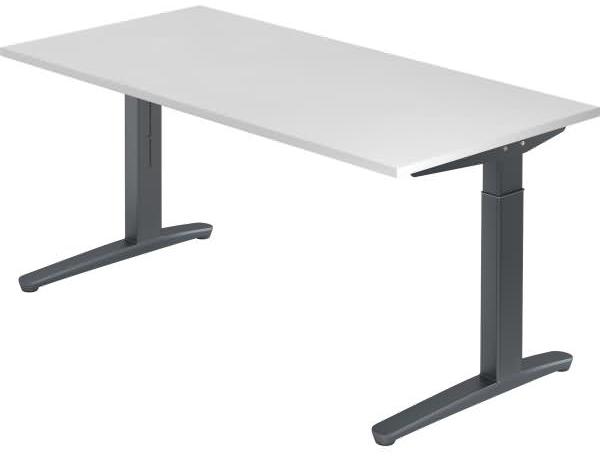 'XB16' Schreibtisch, C-Fuß, 160x80cm, Weiß / Graphit