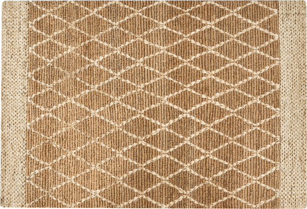 Teppich Jute beige 160 x 230 cm geometrisches Muster Kurzflor ZORAVA