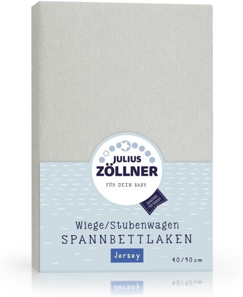 Julius Zöllner 8330147510 Jersey Spannbetttuch für Wiegen 90x40 und Stubenwagen, Farbe: hellgrau
