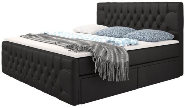 Boxspringbett Bellissimo mit 4 Schubladen 200x200 H2 Schwarz